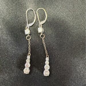Elegant Sterling Silver Dangle Earrings with CZ Stones